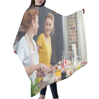 Personality  Mother And Daughter Cooking Together Hair Cutting Cape
