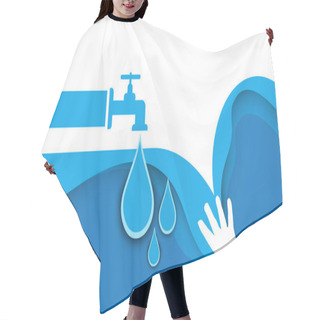Personality   World Water Day Background Design For Banner And Valuable Use Of Water In Everyday Life Concept With Paper Cut On Blue. Craft, Copy Space, Website -3d Rendering Hair Cutting Cape