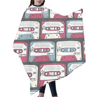 Personality  Music Symbols. Seamless Pattern Of Ratro Cassettes. Rock Music B Hair Cutting Cape