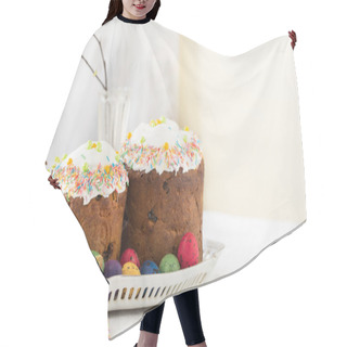 Personality  Russian Easter Cakes Kulich With Dyed Quail Eggs Hair Cutting Cape
