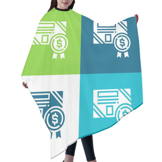Personality  Bond Flat Four Color Minimal Icon Set Hair Cutting Cape