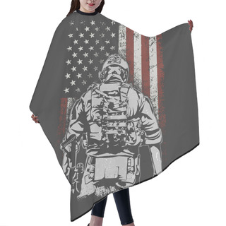 Personality  American Brave Soldier Illustration Vector Hair Cutting Cape