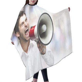 Personality  Man With Megaphone Hair Cutting Cape