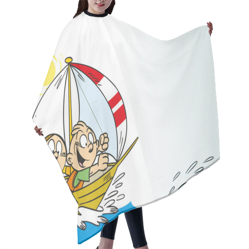 Personality  Funny Kids In A Boat Hair Cutting Cape