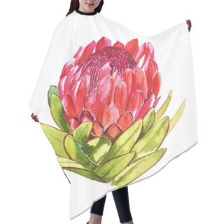 Personality  Watercolor Painting Of Red Torch Ginger Flower On White Background Hair Cutting Cape