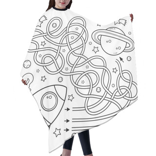 Personality  Maze Or Labyrinth Game For Preschool Children. Puzzle. Tangled Road. Coloring Page Outline Of Cartoon Rocket In Space. Coloring Book For Kids. Hair Cutting Cape