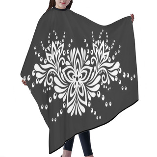 Personality  Beautiful Monochrome Black And White Flowers And Leaves Isolated.  Hair Cutting Cape