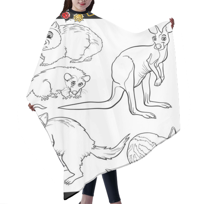 Personality  Animals Set Cartoon Coloring Book Hair Cutting Cape