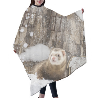 Personality  Ferret In Front Of A Christmas Scenery Hair Cutting Cape