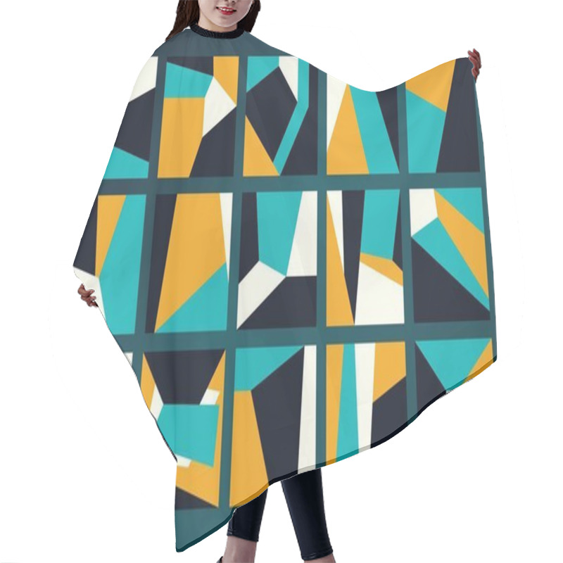 Personality  Modern geometric sharp shapes. Geometry bauhaus bold square elements, primitive blocks suprematism style. Vector mosaic set. hair cutting cape