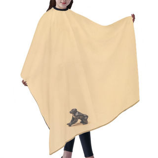 Personality  Black Toy Gorilla On Yellow Background, Animal Welfare Concept Hair Cutting Cape