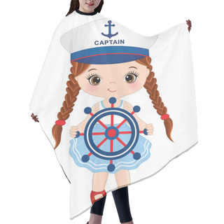 Personality  Cute Little Girl Wearing Nautical Dress  Hair Cutting Cape