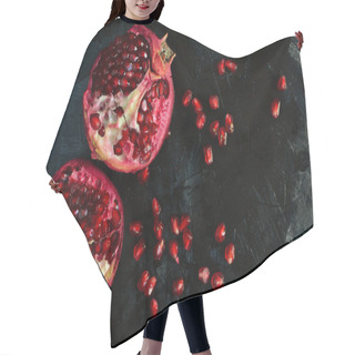 Personality  Healthy Pomegranates On Black Background Hair Cutting Cape