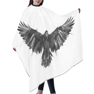 Personality  Drawn Flying Bird Raven On White Background Hair Cutting Cape