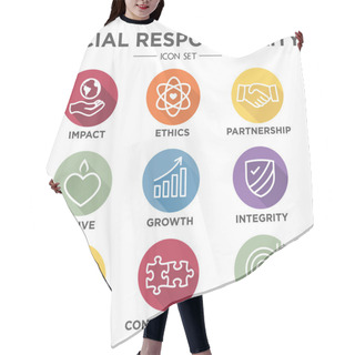 Personality  Social Responsibility Outline Icon Set Hair Cutting Cape