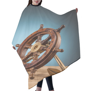 Personality  Anchor And Old Wooden Steering Wheel Hair Cutting Cape