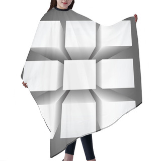 Personality  White Rectangular Banners 3D Hair Cutting Cape