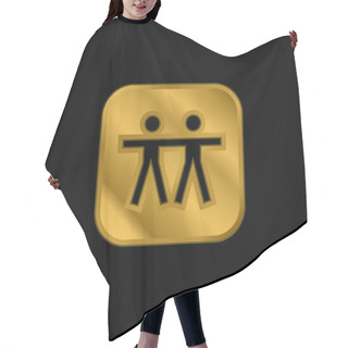 Personality  Apple Gold Plated Metalic Icon Or Logo Vector Hair Cutting Cape