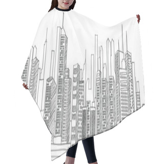 Personality  Cityscape Vector Illustration Line Sketched Up, EPS 10. Hair Cutting Cape