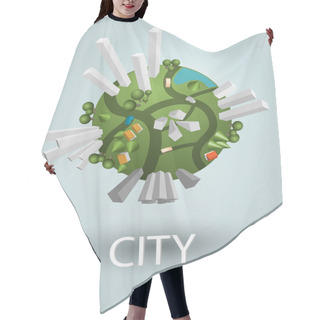 Personality  Earth With City. Vector Concept. Hair Cutting Cape