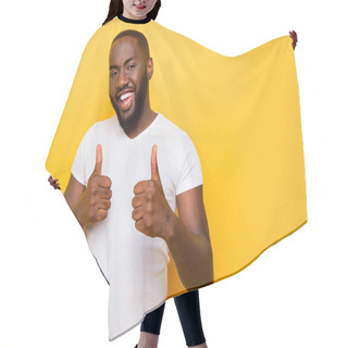 Personality  Portrait Of Handsome Cheerful Positive Glad Optimistic Mulatto M Hair Cutting Cape