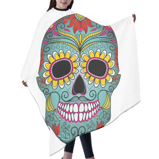 Personality  Day Of The Dead Colorful Skull With Floral Ornament Hair Cutting Cape