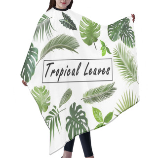 Personality  Set Of Different Tropical Leaves On White Background  Hair Cutting Cape
