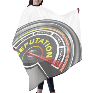 Personality  Vector Reputation Conceptual Meter Indicator Hair Cutting Cape