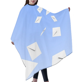 Personality  Flow Of White Mail Envelopes In The Blue Sky Hair Cutting Cape