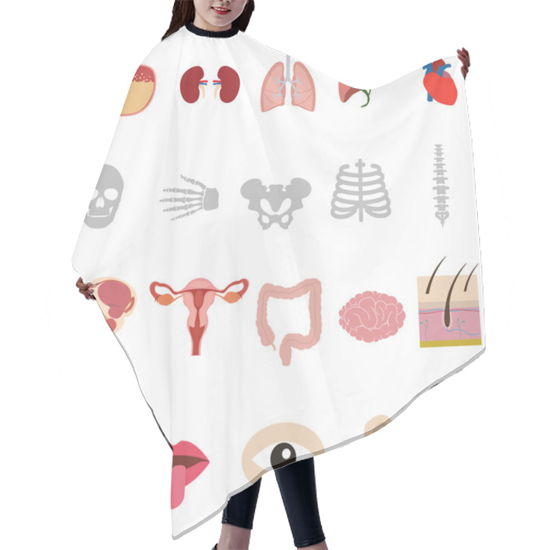 Personality  Human Anatomy Body Icons Set Hair Cutting Cape