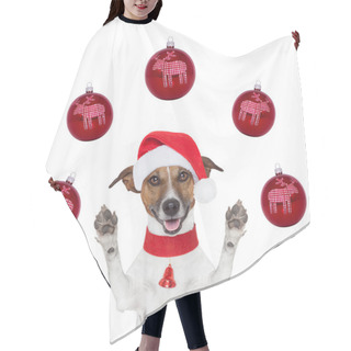 Personality  Christmas Dog With Santa Hat And Balls Hair Cutting Cape