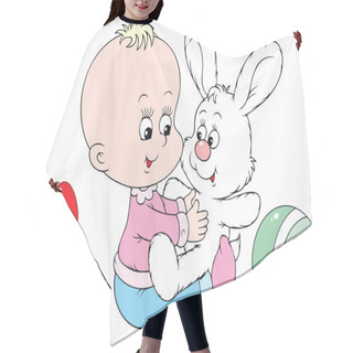 Personality  Child Plays With His Best Friend - White Bunny Hair Cutting Cape