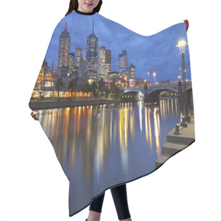 Personality  Skyline Of Melbourne, Australia Across The Yarra River At Night Hair Cutting Cape