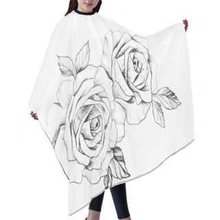 Personality  Sketch Of A Branch Of Beautiful Roses On A White Background. Hair Cutting Cape