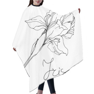 Personality  Vector Monochrome Isolated Iris Flower Illustration On White Background Hair Cutting Cape