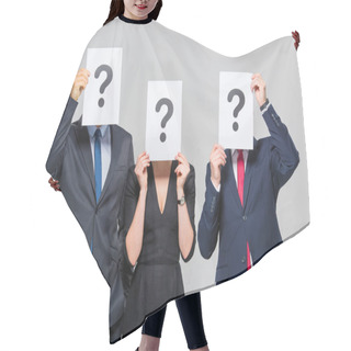 Personality  Businesspeople Holding Cards Hair Cutting Cape