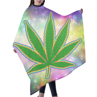 Personality  Marijuana Leaf On Psychedelic Background Hair Cutting Cape