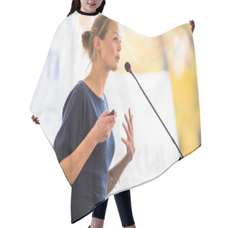 Personality  Business Woman Giving A Presentation Hair Cutting Cape