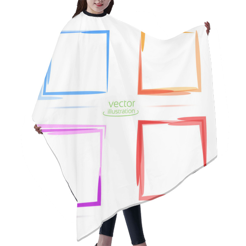 Personality  Four squares for your business. Blue, orange, purple, red hair cutting cape