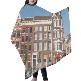 Personality  20 MAY 2018 - AMSTERDAM, NETHERLANDS: Facades Of Old Buildings On Street Of Amsterdam On Sunny Day Hair Cutting Cape