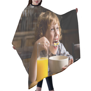 Personality  Child Eating Breakfast Hair Cutting Cape