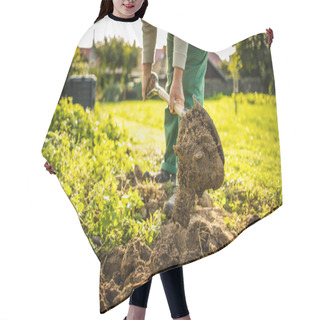 Personality  Senior Gardener Gardening In His Permaculture Garden  Hair Cutting Cape