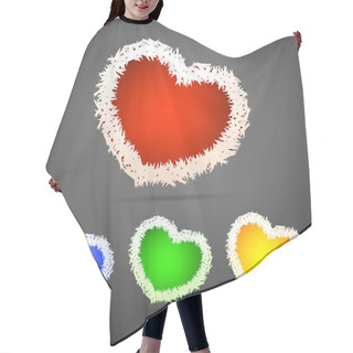 Personality  Vector Set Of Fluffy Hearts. Hair Cutting Cape