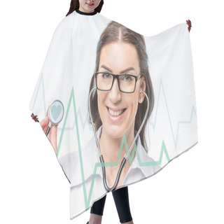Personality  Doctor With Stethoscope And Cardiogram Hair Cutting Cape