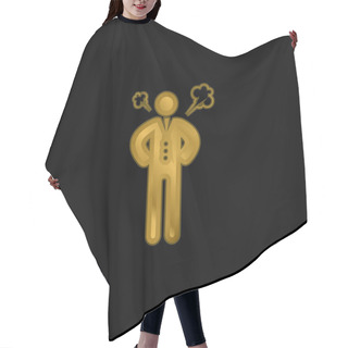 Personality  Angry Boss Gold Plated Metalic Icon Or Logo Vector Hair Cutting Cape