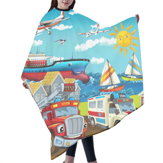 Personality  Cartoon Transport On The Street Hair Cutting Cape
