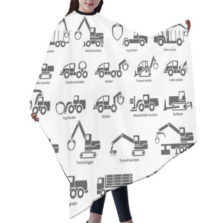Personality  Forestry Machinery Vector Icons Set Hair Cutting Cape