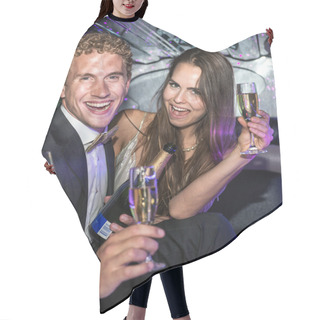 Personality  Couple Drinking Champagne In A Limousine Hair Cutting Cape