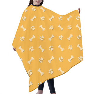 Personality  Background With Dog Paw Print And Bone Hair Cutting Cape