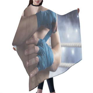 Personality  Boxer Pulling Blue Bandage Hair Cutting Cape